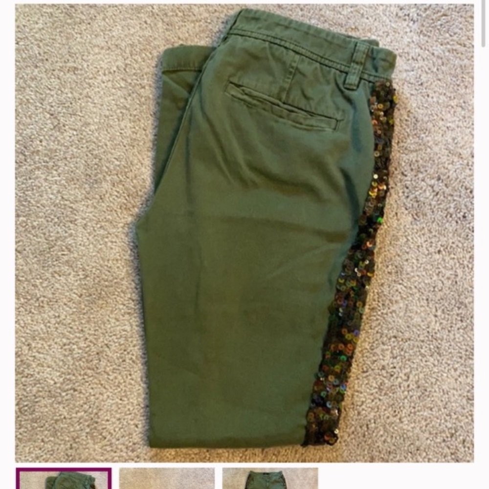 J. CREW CHINO SEQUIN DETAIL PANTS SZ 2